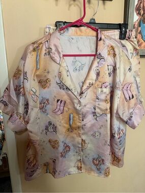 Nasty Gal Western Design Satin Shorts Sleep Set